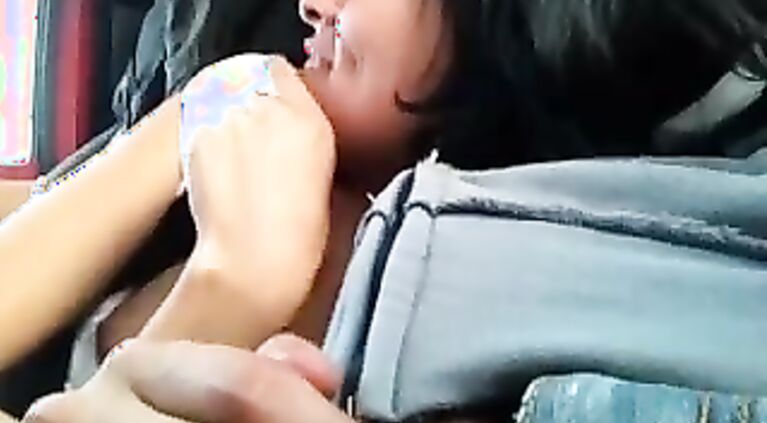 Bangladeshi girlfriend with her partner in car sucking in stiff cock in style and getting her juicy bigtits fondled.