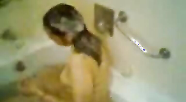 Sanam bhabhi from Lahore in bath tube taking shower while her hubby is filming her action!.