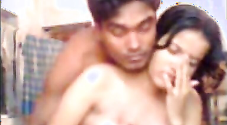 Horny Bangladeshi saali lying topless on top of her jijaji sucking his cock then juicy tits sucked and kissed and ass cheeks exposed in this MMS.