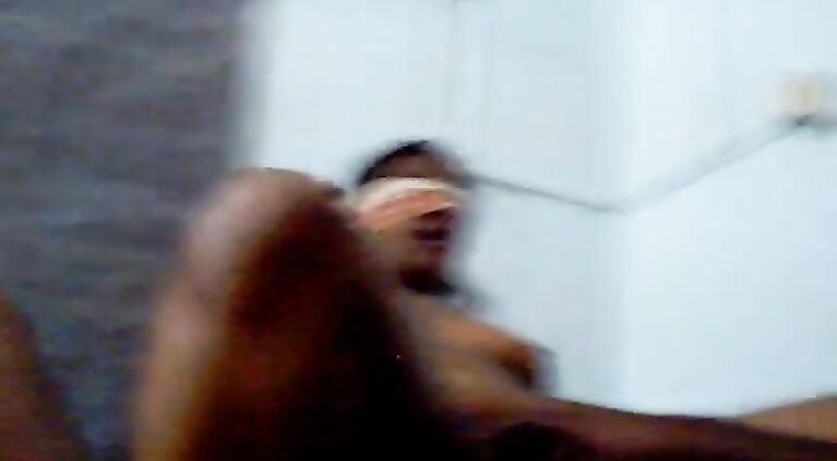 Blindfolded nude Indian wife rides hubby.