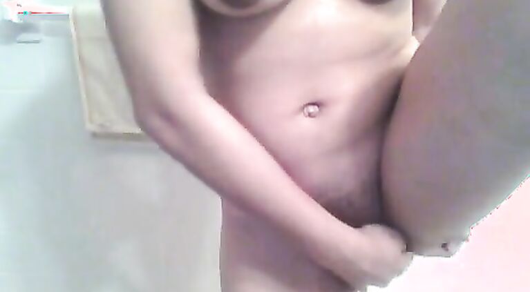 Toying under the shower.