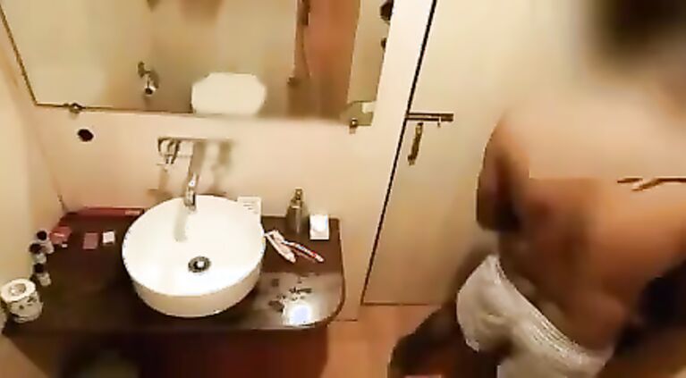 Desi beautiful couple making out in shower room.