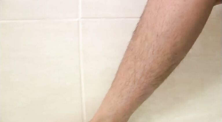 youhg hairy english girl strips in the bathroom, hairy pits,