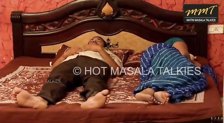 Desi House housewife sharing bed with her Husband friend when his husband deeply sleeping