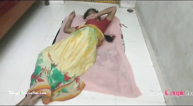 cute telugu aunty hardcore girlfriend sex on the floor with her horny husband