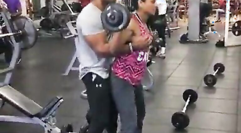 bhabhi in gym with trainer