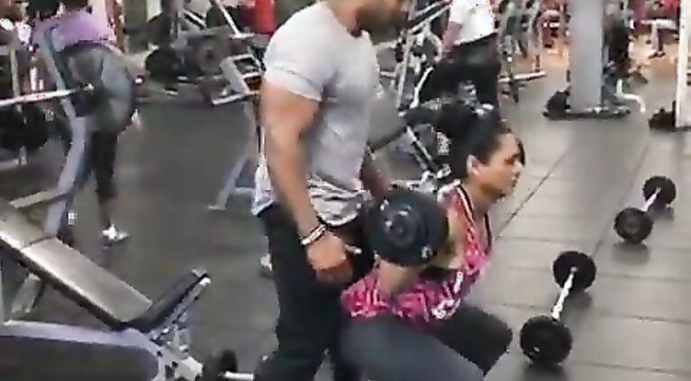 bhabhi in gym with trainer