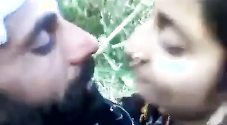 tamil man with beautifull teenage outdoor