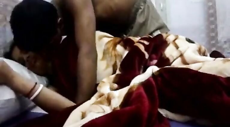 Newly married tamil housewife kissing her husband