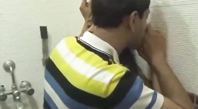 Beautiful tamil couple kissing in bathroom