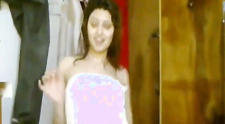 Desi Cute Girl Dancing In Towel After Shower
