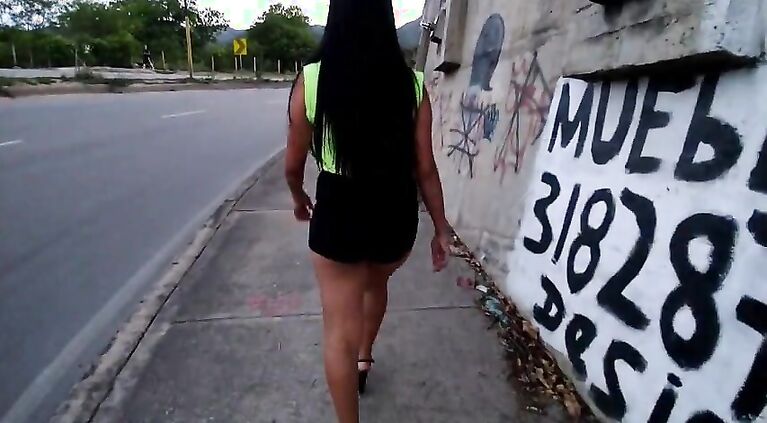 walking down the streets like a slut hooker looking for paid sex