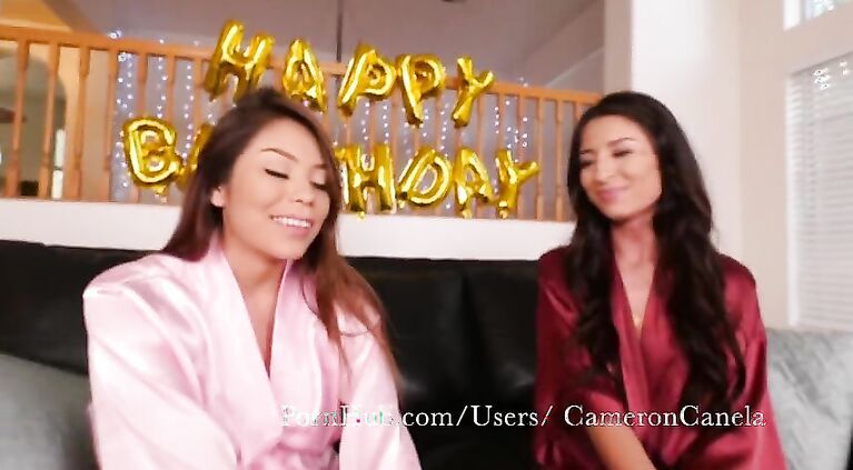 Lesbian Fucks Friend With Strap On For Cameron Canela's Birthday