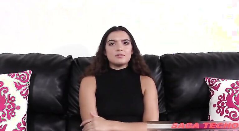 Young newcomer Ava receives cum in mouth after audition sex