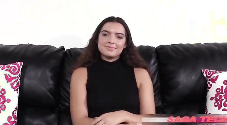 Young newcomer Ava receives cum in mouth after audition sex