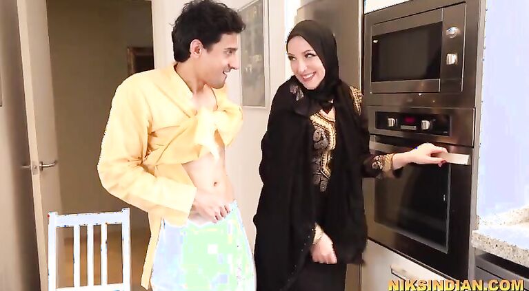 Muslim stepsister in hijab sucks dick, fucks and swallows cum of stepbrother
