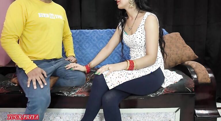 Priya teach her stepbrother how to satisfied his housewife on first night in clear hindi audio