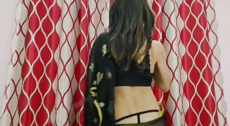 Huge Dick Shacking while watching her Hot Saree Strip Tease and Butt Show.