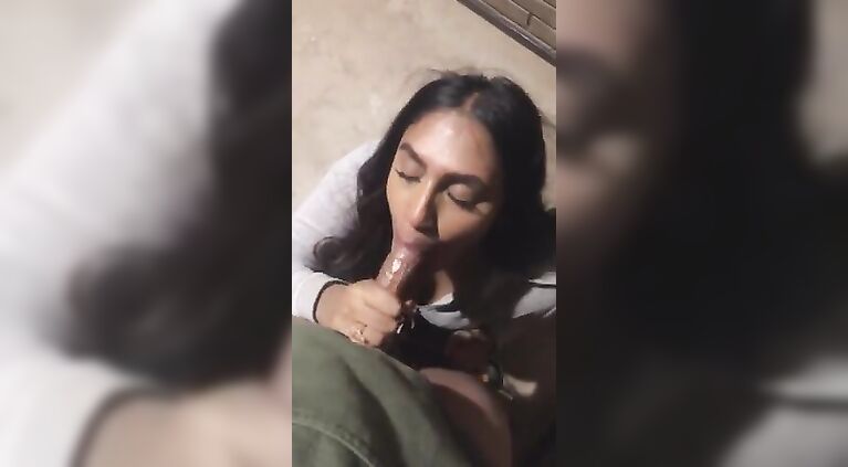 Face fucking my tutor in the library staircase with facial