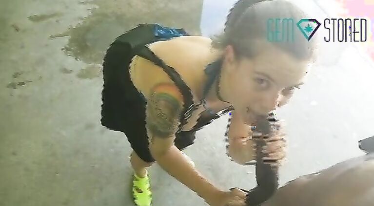 Gem Stoned~Young Eager Ebony Eyed Slut Sucks Huge Dark Dick Outside