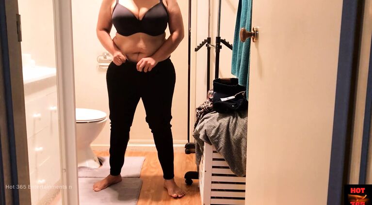 Hot Wife Changing Clothes and flashing Cute Curves