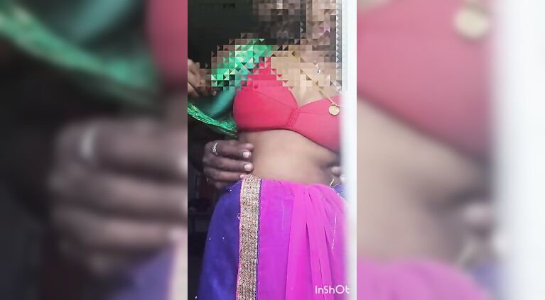 Indian half saree cuddling in erotic