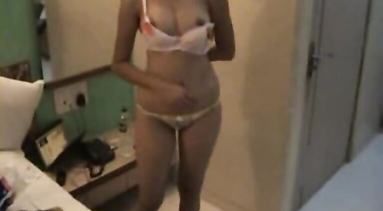 Indian girl showing lovely tits while sucking lovers cock giving blowjob during oral sex foreplay